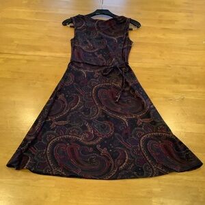 Lauren Ralph Lauren Petite Dress Size PXS Black Multicolored Paisley Sleeveless